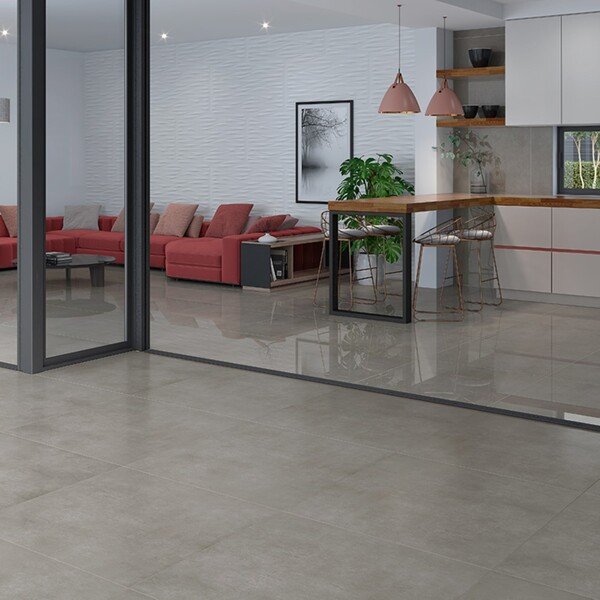 Piso Cerâmico Cimentício Acetinado Borda Reta Interno 74x74cm PHD70180R Incefra - Imagem 2